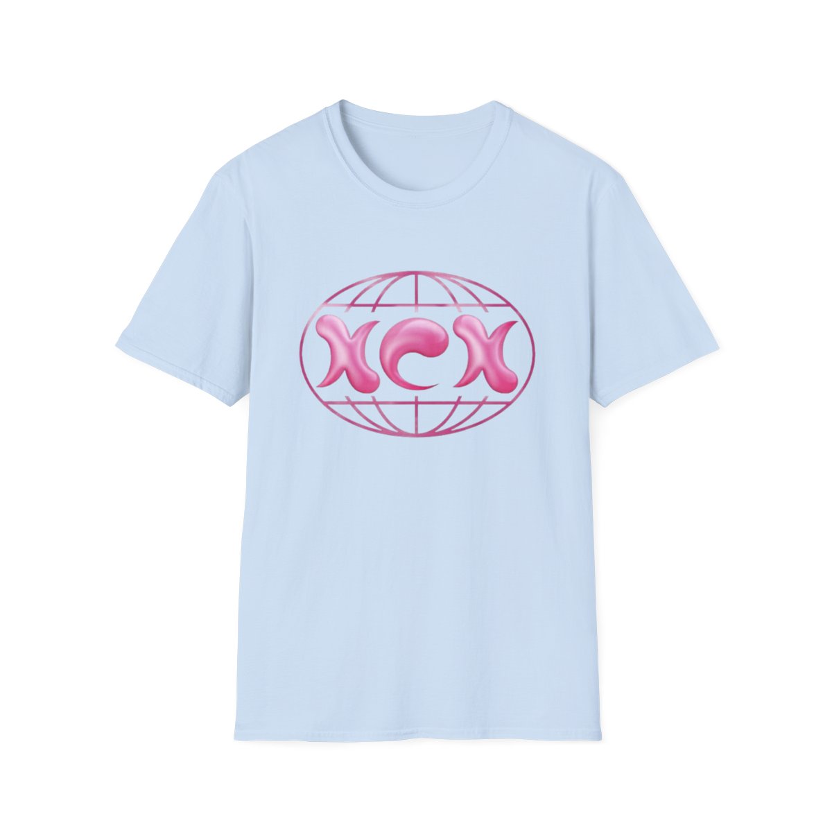 Pink Retro Globe Logo T-Shirt | 90s Bubble Letter Tee  | Charli XCX - alternate angle 5, merchandise