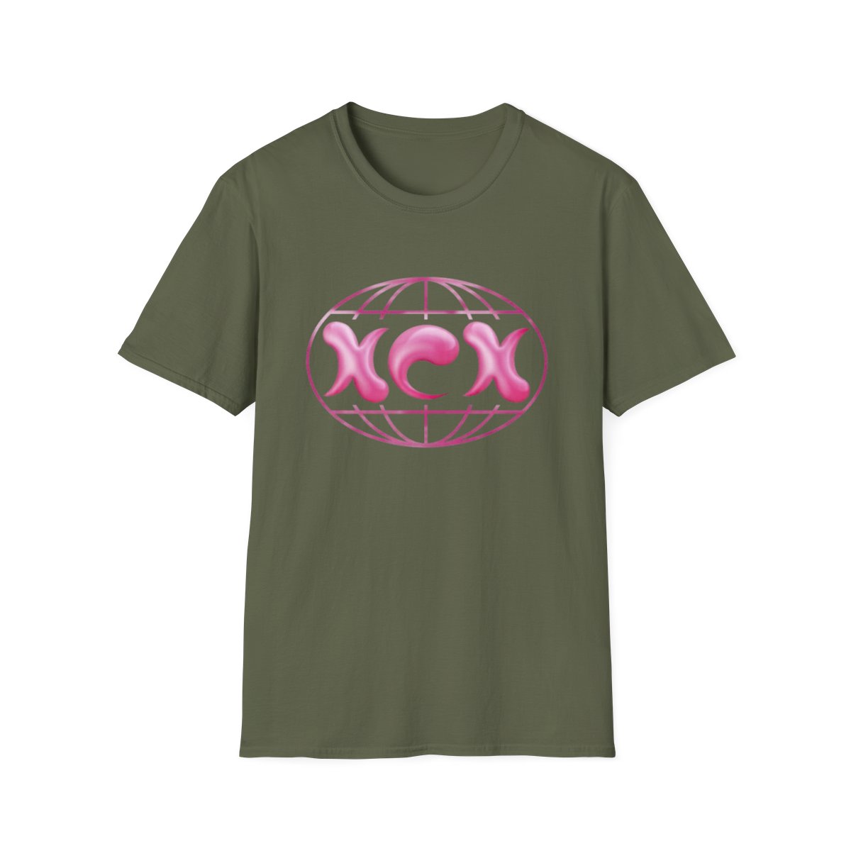 Pink Retro Globe Logo T-Shirt | 90s Bubble Letter Tee  | Charli XCX - alternate angle 4, merchandise