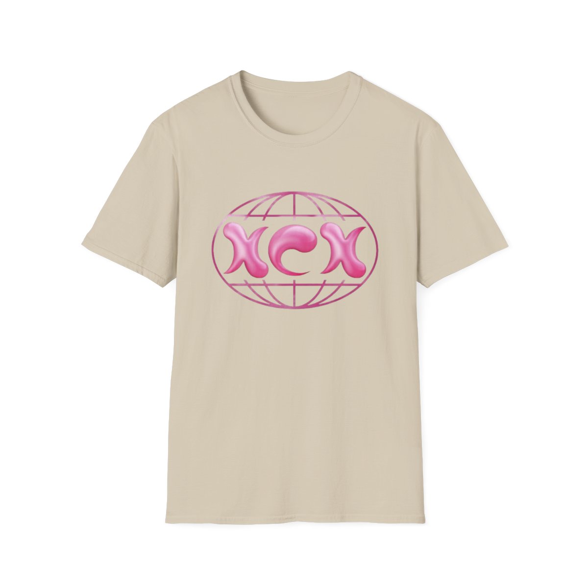 Pink Retro Globe Logo T-Shirt | 90s Bubble Letter Tee  | Charli XCX - alternate angle 3, merchandise